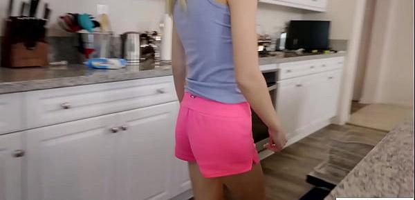 Hot blonde stepsis Kate Bloom cleaning house and sucking stepbrothers dick